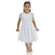 Vestido Infantil Poá De Tul Blanco - Bautizo, Boda Y Graduación