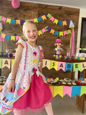 Customer photo - Girl's Quadrilha Junina Party Dress in Pink Tulle