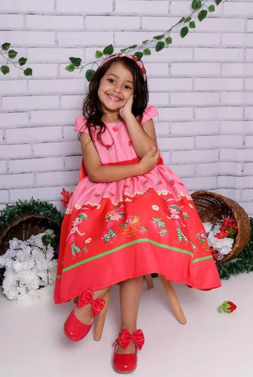 Customer photo - girl wearing Girl's strawberry shortcake dress, birthday party