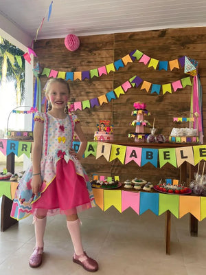 Customer photo - Girl's Quadrilha Junina Party Dress in Pink Tulle