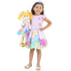 Vestido de dinosaurio, niña y muñeca Helo a juego