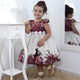 Vestido niña flores vino y blanco, fiesta cumpleaños