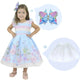 Vestido formal para niña, busto a rayas y falda floral + lazo para el cabello + enagua para niña, ropa para fiesta de cumpleaños