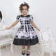 Vestido niña de flores negro con bordado de perlas, fiesta formal