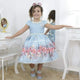 Vestido niña azul floral bordado perlas, fiesta formal