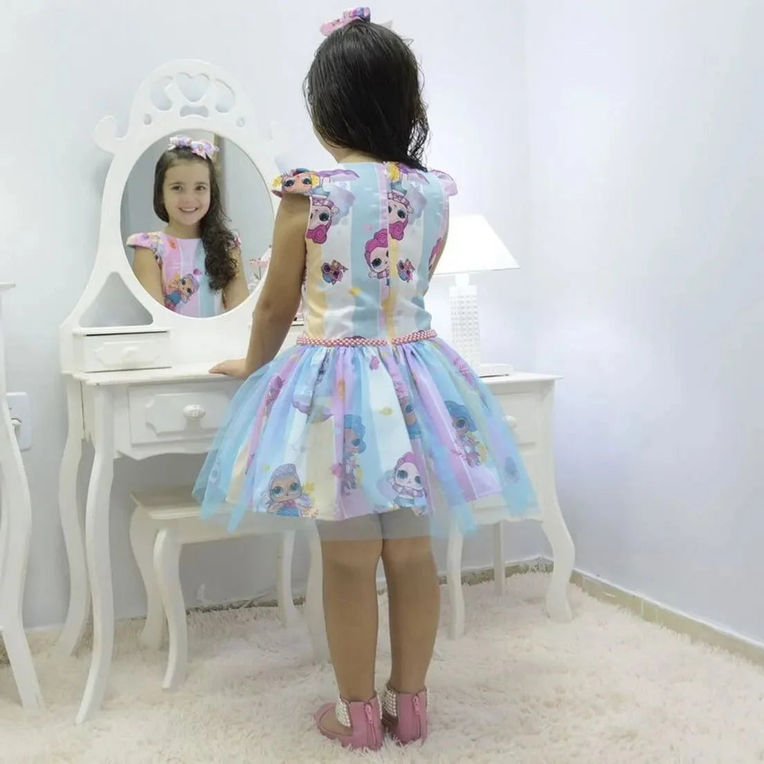 lol mermaid dress Girl's dress Lol surprise Mermaid with blue tulle on the skirt + Hair Bow 12-18 months US numeric