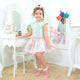 Vestido niña unicornios, corazones y estrellas fugaces, fiesta infantil + Diadema