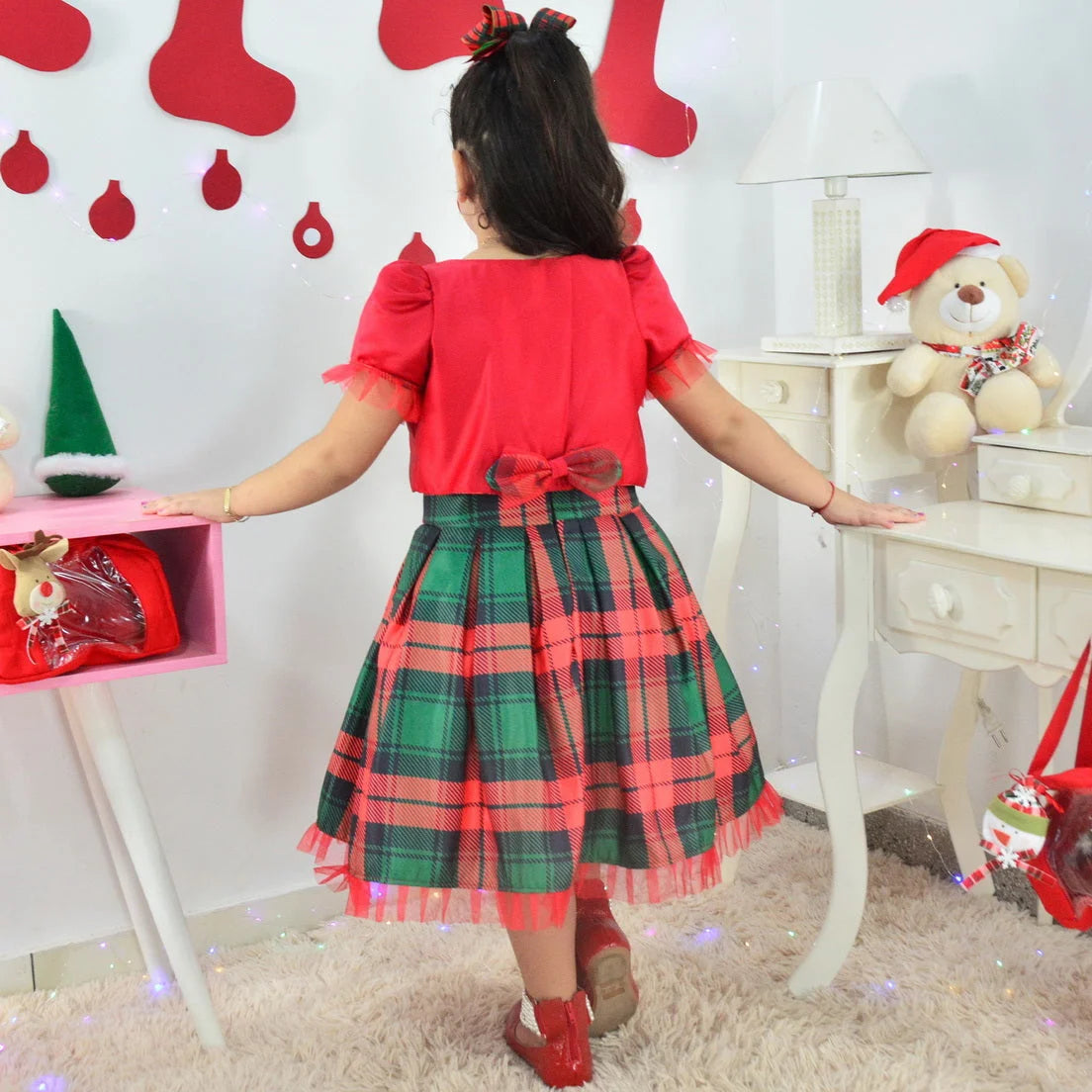 Kids Plaid Dress with Bolero: Red and Green for Christmas 3T US Numeric