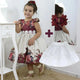 Kit Vestido Infantil Floral Vino + Lazo + Enagua Niña, Ropa Fiesta Cumpleaños