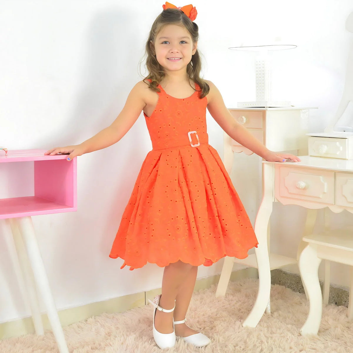 Orange frock for girl best sale