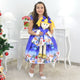 Santa Claus Theme Girl Blue Dress, Matching Helo Doll and Girl