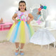 Vestido de Unicornio con Tutú de Colores (Tul) + Diadema + Enagua de Niña, Cumpleaños Niña