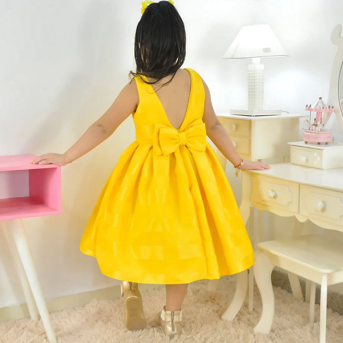 Yellow Gold Children's Dress: Wedding or Graduation Bridesmaid 6-12 months US numeric