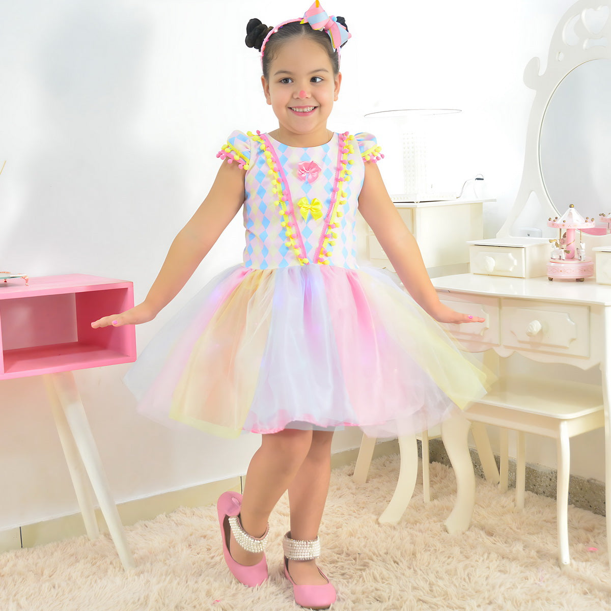pink clown dress Fun World Fw127032m Kids Circus Harlequin Dress Costume