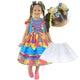 Blue Children's June Dress - Flap Effect + 2 Bows + Hoop Skirt