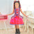Red Plaid Tulle June Party Dress With Led