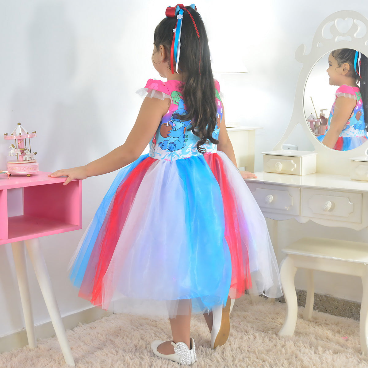 Lilo and Stitch Dress with LED and Pretty Hair Bow 10 US Numeric