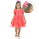 Coral Dress For Girls Tulle Poof + Hair Bow