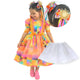 Girls Farm Dress Cowgirl Orange Plaid Luxurious + 2 Hair Bow + Hoop Skirt