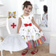 Kit de vestido de acuarela ABC, pintura del vestido 7 + lazo para el pelo + enagua para niña, ropa para fiesta de cumpleaños