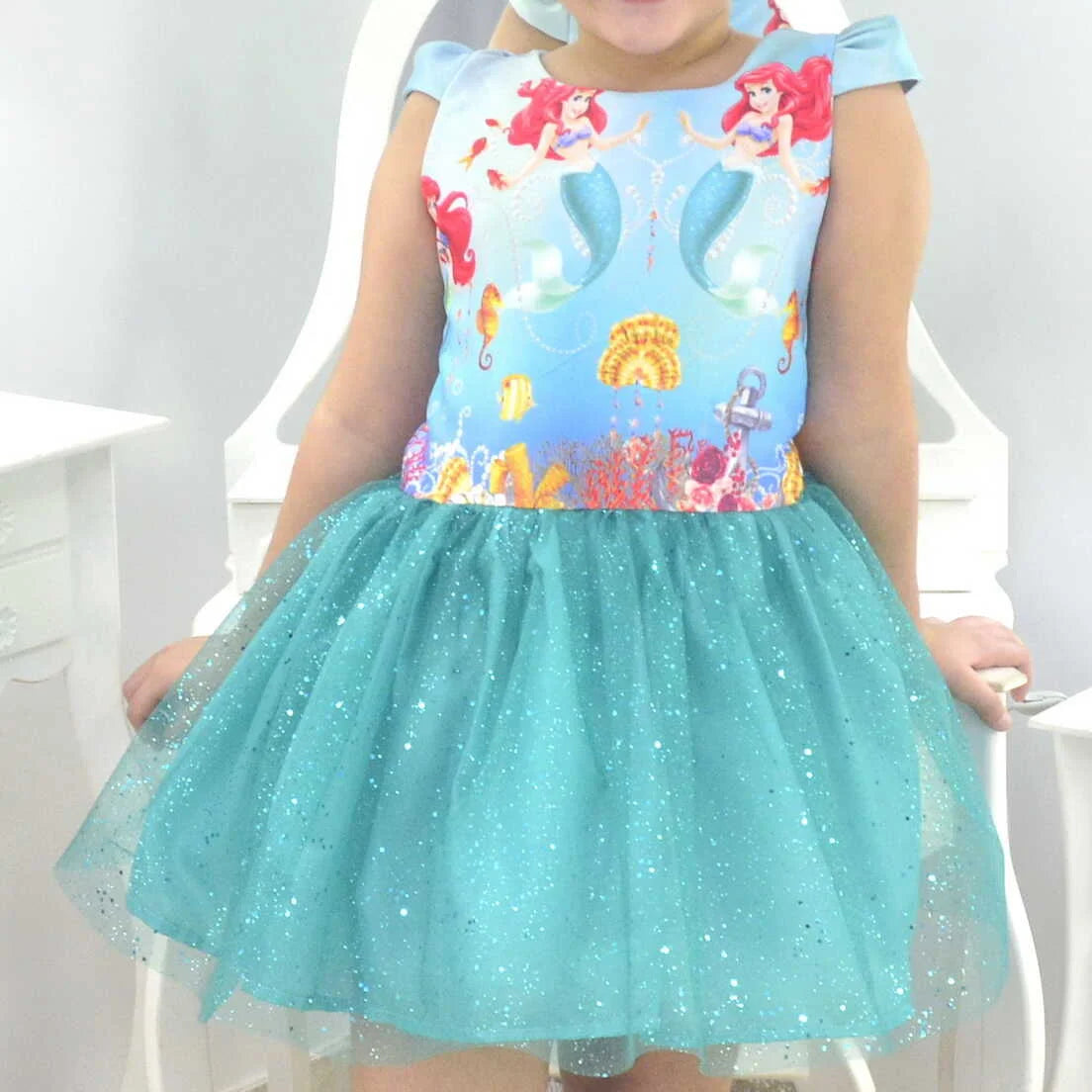 Vestido de Sirenita Ariel: vestido de gabardina infantil de alta calidad,  perfecto para tu princesa. – Moderna Meninas