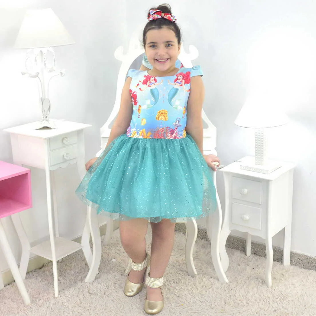 Vestido de Sirenita Ariel: vestido de gabardina infantil de alta calidad,  perfecto para tu princesa. – Moderna Meninas