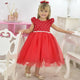 Vestido rojo para niña, traje de cumpleaños o fiesta formal