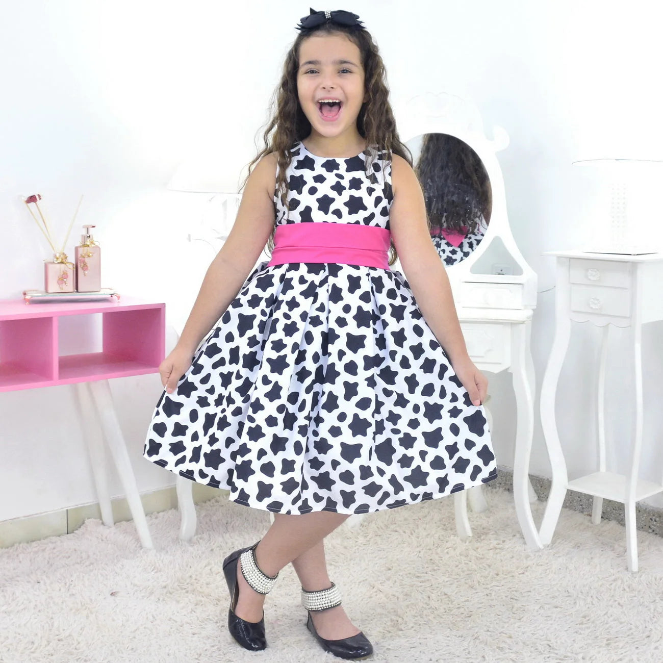 Baby Girls Farm Cow Print Dress, Birthday Party 3T US Numeric Baby Girls Farm Cow Print Dress, Birthday Party 3T US Numeric