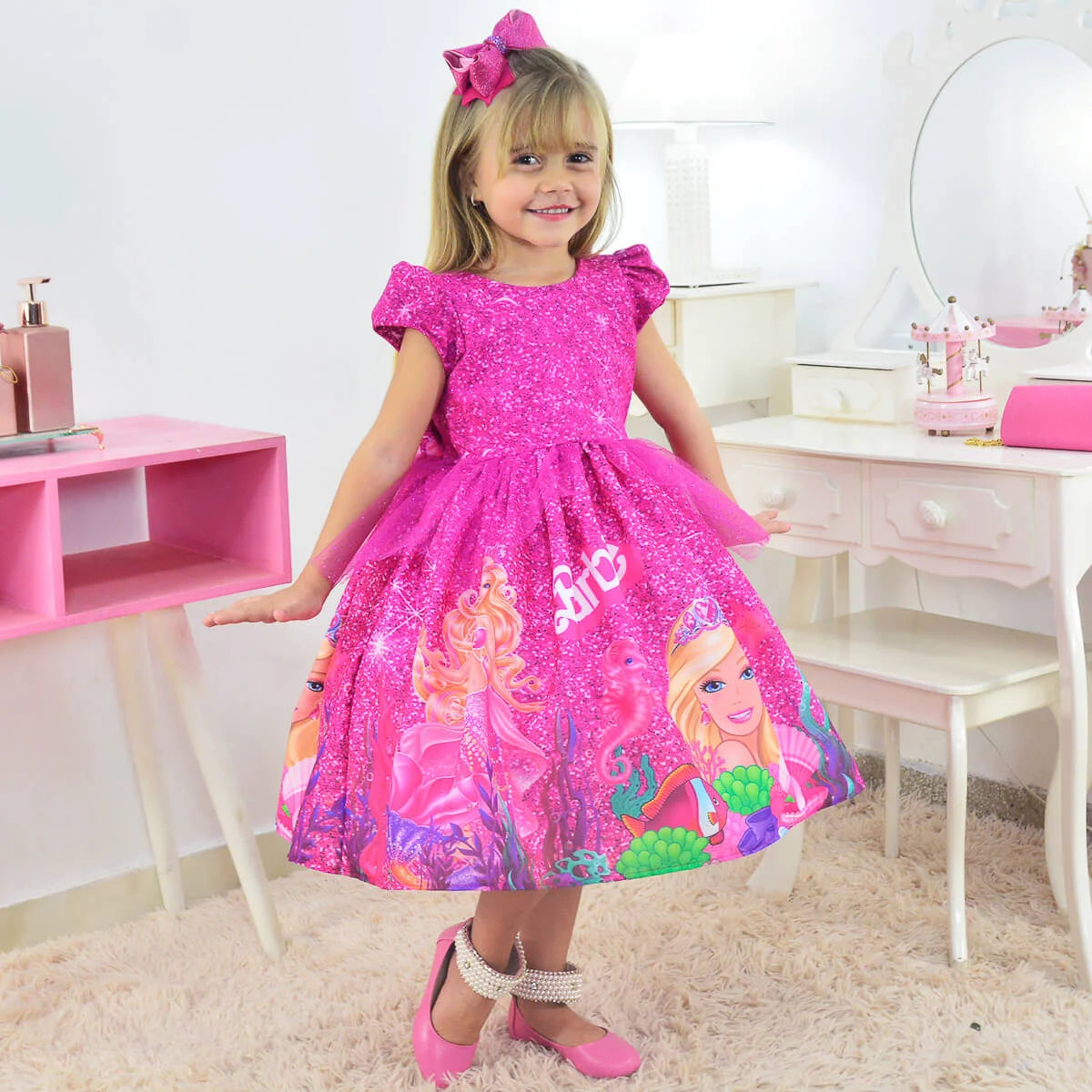pink barbie princess dress Barbie Mermaid Glitter Children's Dress 9 US numeric