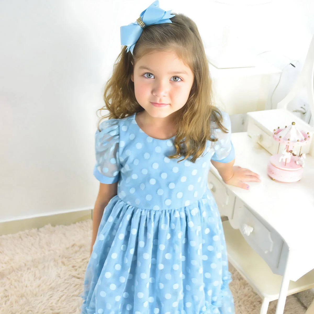 Blue Children's Tulle Poá Dress