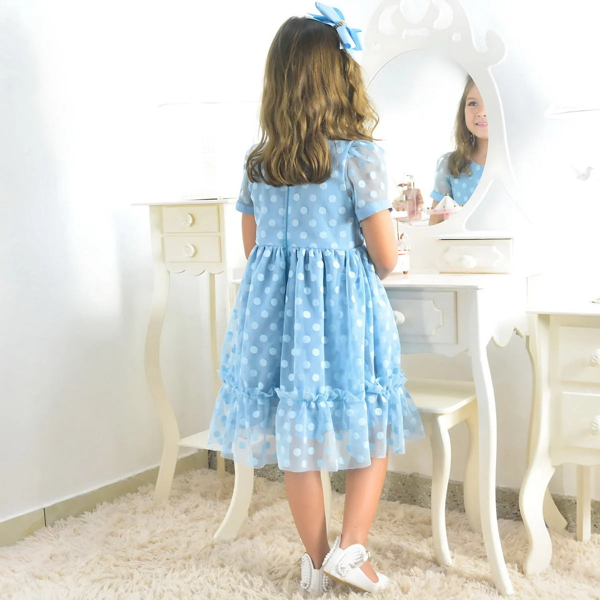 Blue Children's Tulle Poá Dress