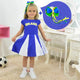 Vestido Infantil Brasil Azul Y Blanco - Copa + Lazo