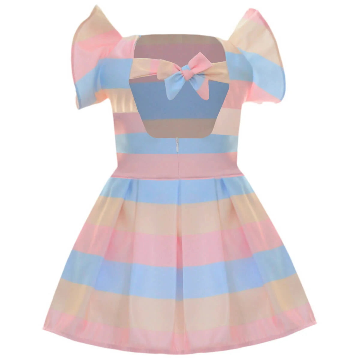 Casual Striped Dress for Girls: Yellow, Blue and Pink 3T US numeric Casual Striped Dress for Girls: Yellow, Blue and Pink 3T US numeric