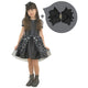 Children's Black Dress With Tule Over The Skirt + Hair Bow