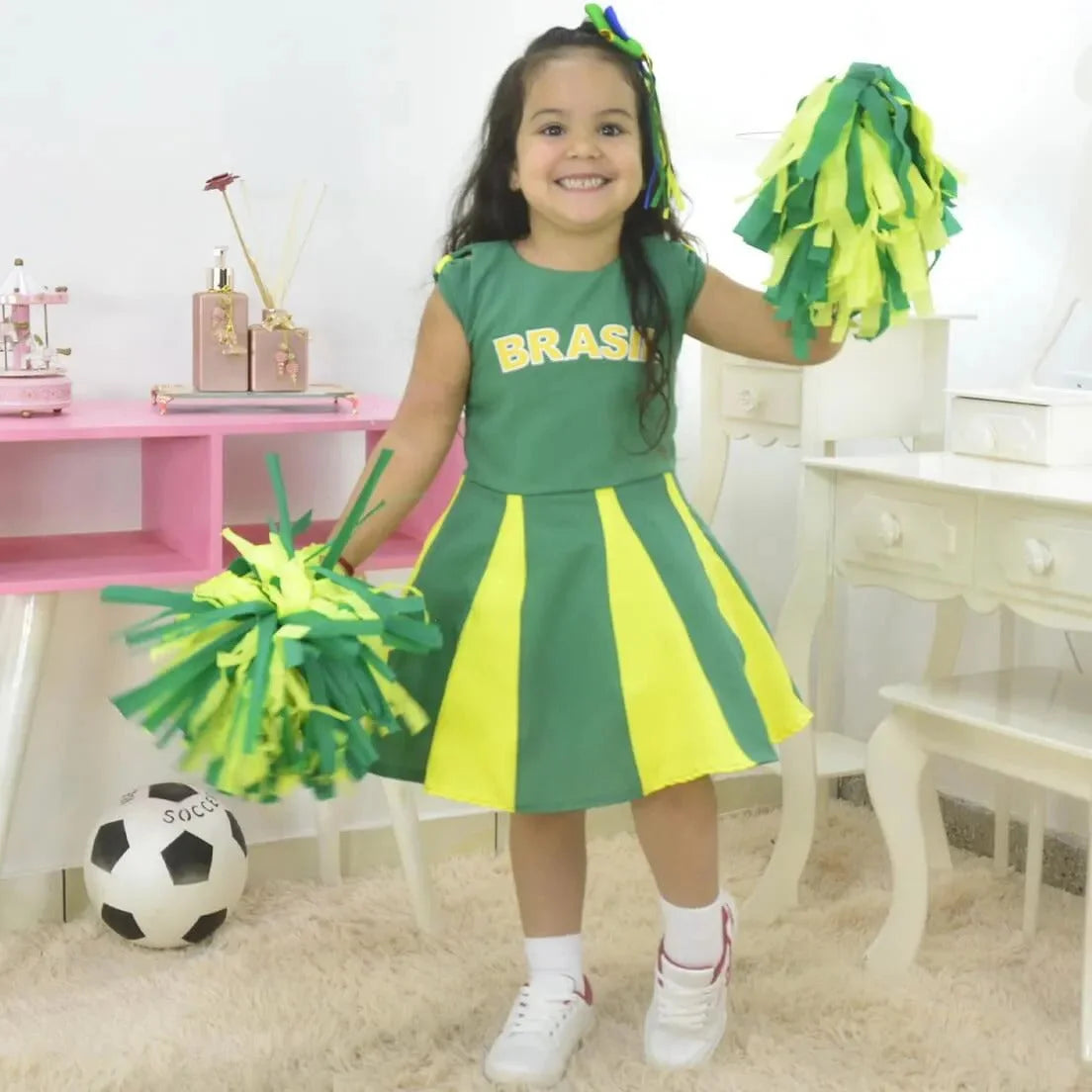 Children's Dress Brazil Green And Yellow Children's Dress Brazil Green And Yellow
