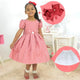 Children's Dress Red Matte Poá White Polka Dots + Hair Bow + Girl Petticoat, Clothes Birthday Party