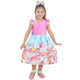 Children's Pink Dress With Floral Blue Skirt And Birds