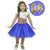 Children’s Prom Dress Abc Watercolor Blue + Hair Bow - Dress