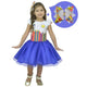 Vestido de Fiesta Infantil Abc Acuarela Azul + Lazo