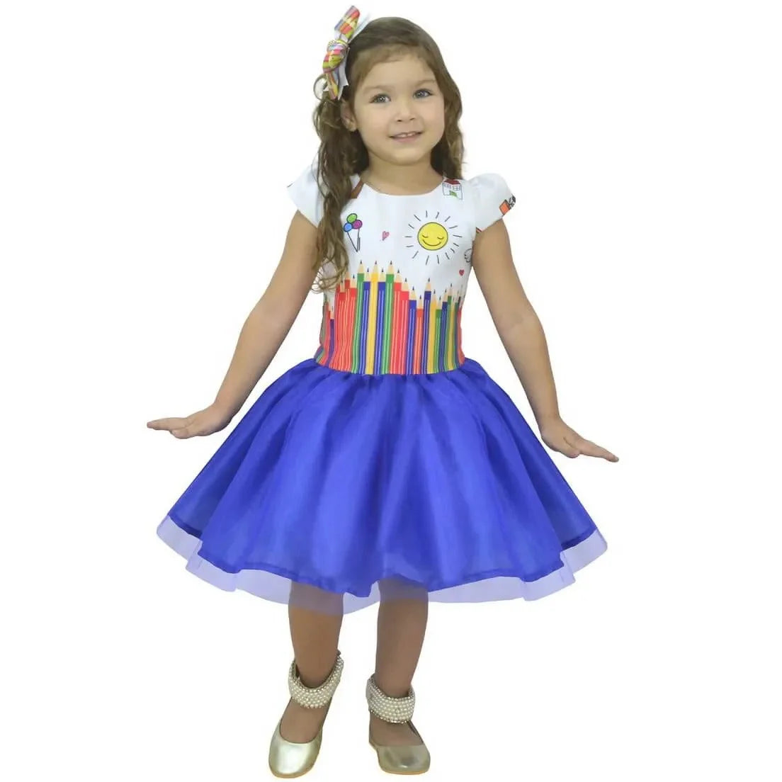 Children's Prom Dress ABC Watercolor Blue 6 US Numeric