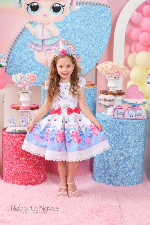 Customer photo - Girl's dress Lol Surprise Unicorn theme, birthday party
