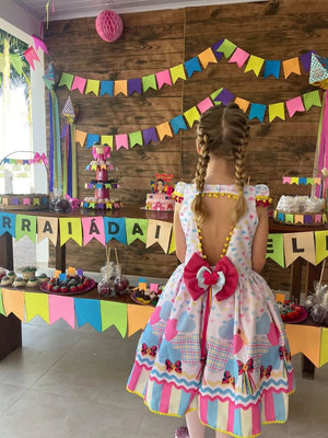 Customer photo - Girl's Quadrilha Junina Party Dress in Pink Tulle