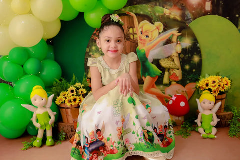 Customer photo - Girl's Tinker Bell dress with pearl embroidery, birthday party