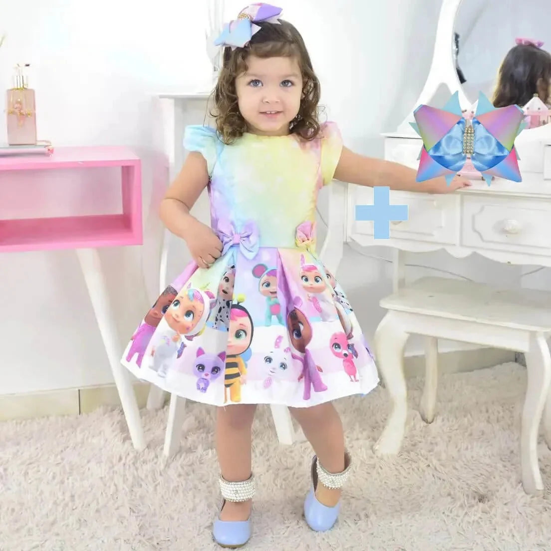 Vestido de bebes llorones ropa disfraz de cumpleanos para bebe y nina lazo para el pelo
