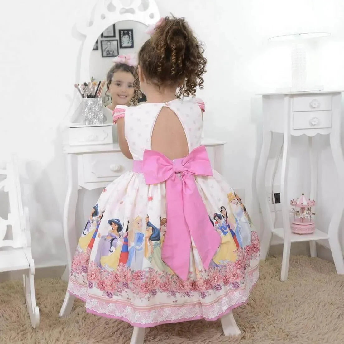 Disney Princess Theme Dress + Hair Bow + Girl Petticoat, Clothing Birthday 6 US numeric