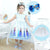 Dress Elsa and Anna Frozen blue with white+ Hair Bow + Girl Petticoat Clothing Birthday - Dress