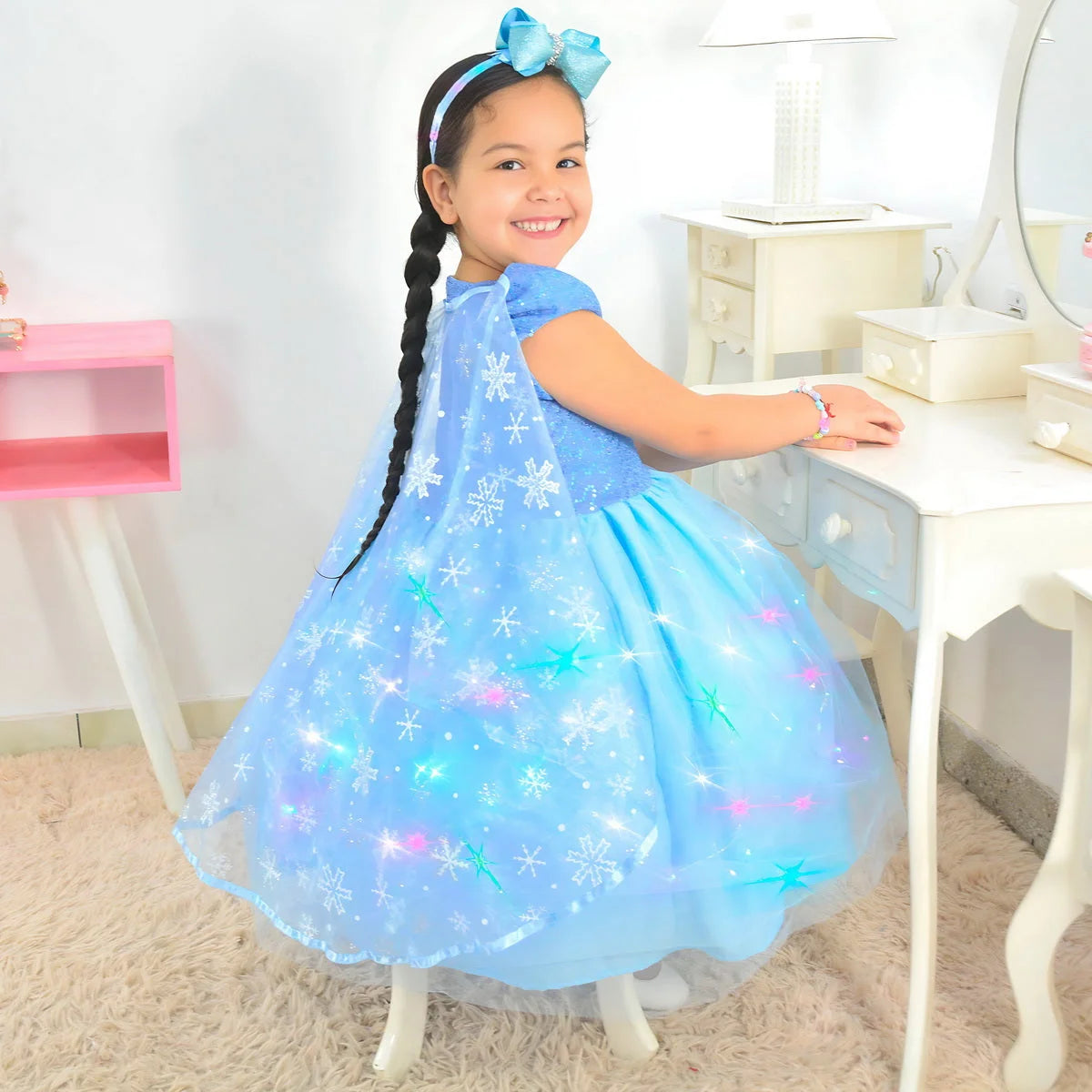 Elsa Dress with LED Cape and Twinkling Tiara