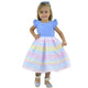 Girl Formal Dress Blue Bust and Striped Skirt, For Baby and Girl