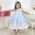 Girl Formal Dress Striped Bust and Floral Skirt + Hair Bow + Girl Petticoat Clothes Birthday Party - Dress