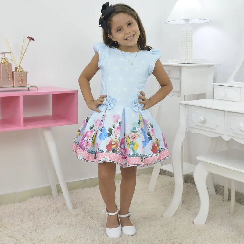 strapless open back dress Girl's Alice in Wonderland Dress, Birthday Party 4T US Numeric